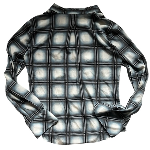 BCBGMaxAzria Plaid Blouse in Blue and White NWOT XS - Picture 7 of 9
